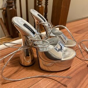 Stylish Silver Platform Heels